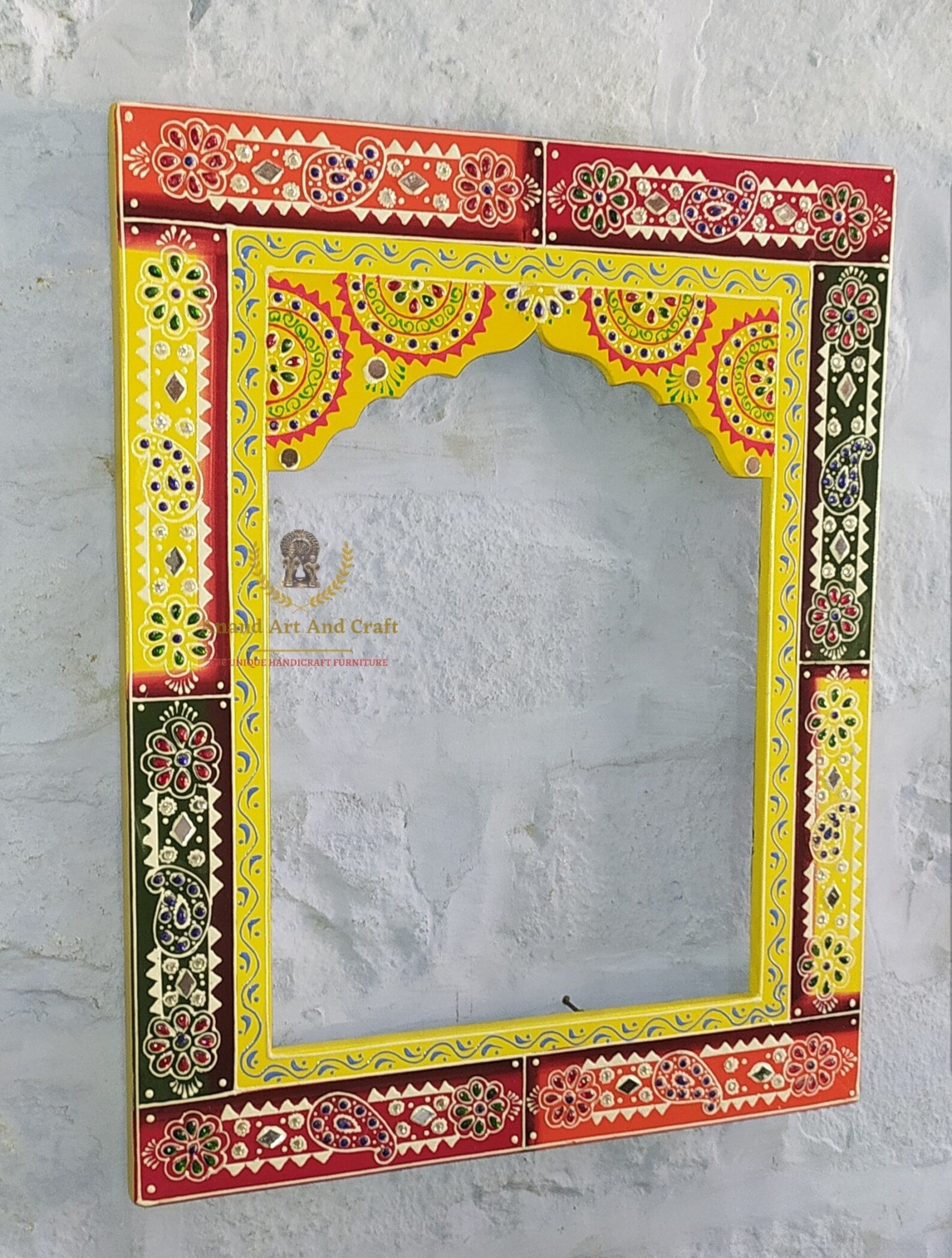 Wood Hand Painted Indian Mirror Frame Wall Mirror Beautiful Etsy