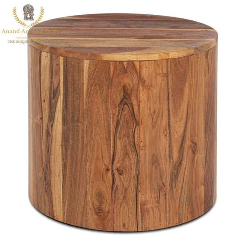 Wooden Coffee Table Round Gamla Side Table Carved Wood Accent Etsy