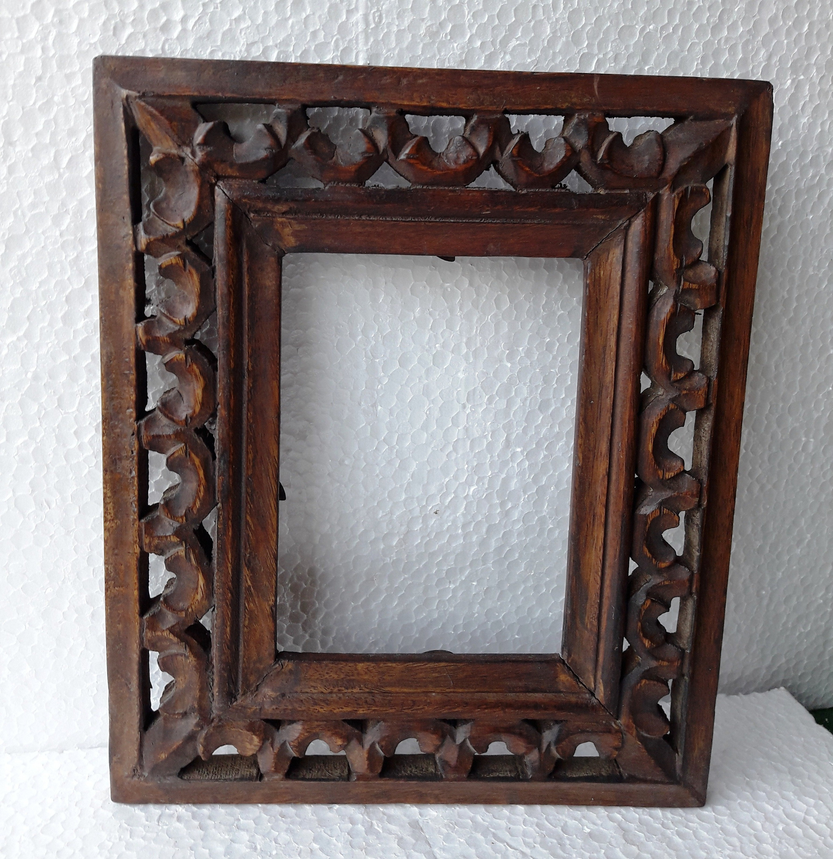 Hand Carved Wooden Photo Frame with Antiqued Finish (4x6) - Moradabad  Memories