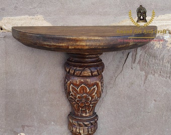 Wood Wall Bracket shelf Shelving Handcrafted Wooden Hand Made Carving Unique Hand Carved Handcrafted Collectible Home Decor Indian Art