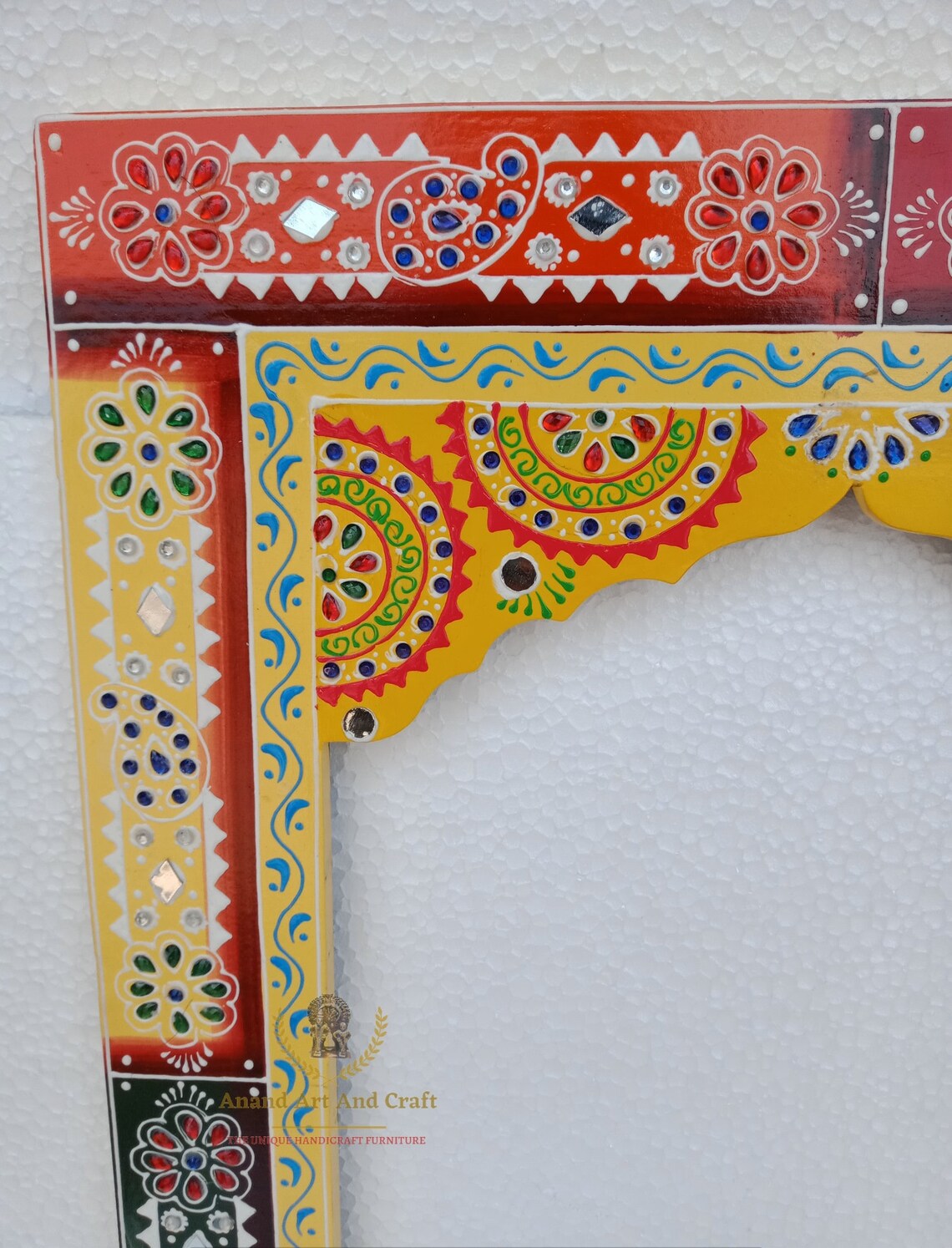 Wood Hand Painted Indian Mirror Frame Wall Mirror Beautiful Etsy