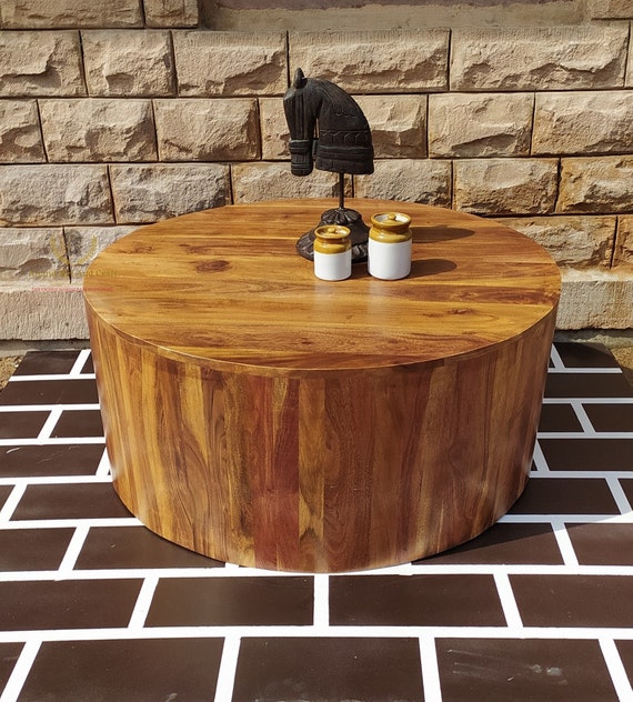 Wood Gamla Coffee Table Solid Wooden Round Handmade Table Home - Etsy