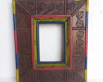 Wood Picture Frame Photo Frame Hand Made and Carved Unique Design photo Frame  Vintage Style Photo Frame Wall Frame Home Decor Indian Art