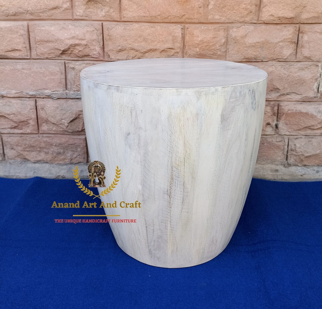 Solid Wood End Table White Wash Finished Coffee Table Wooden Cocktail