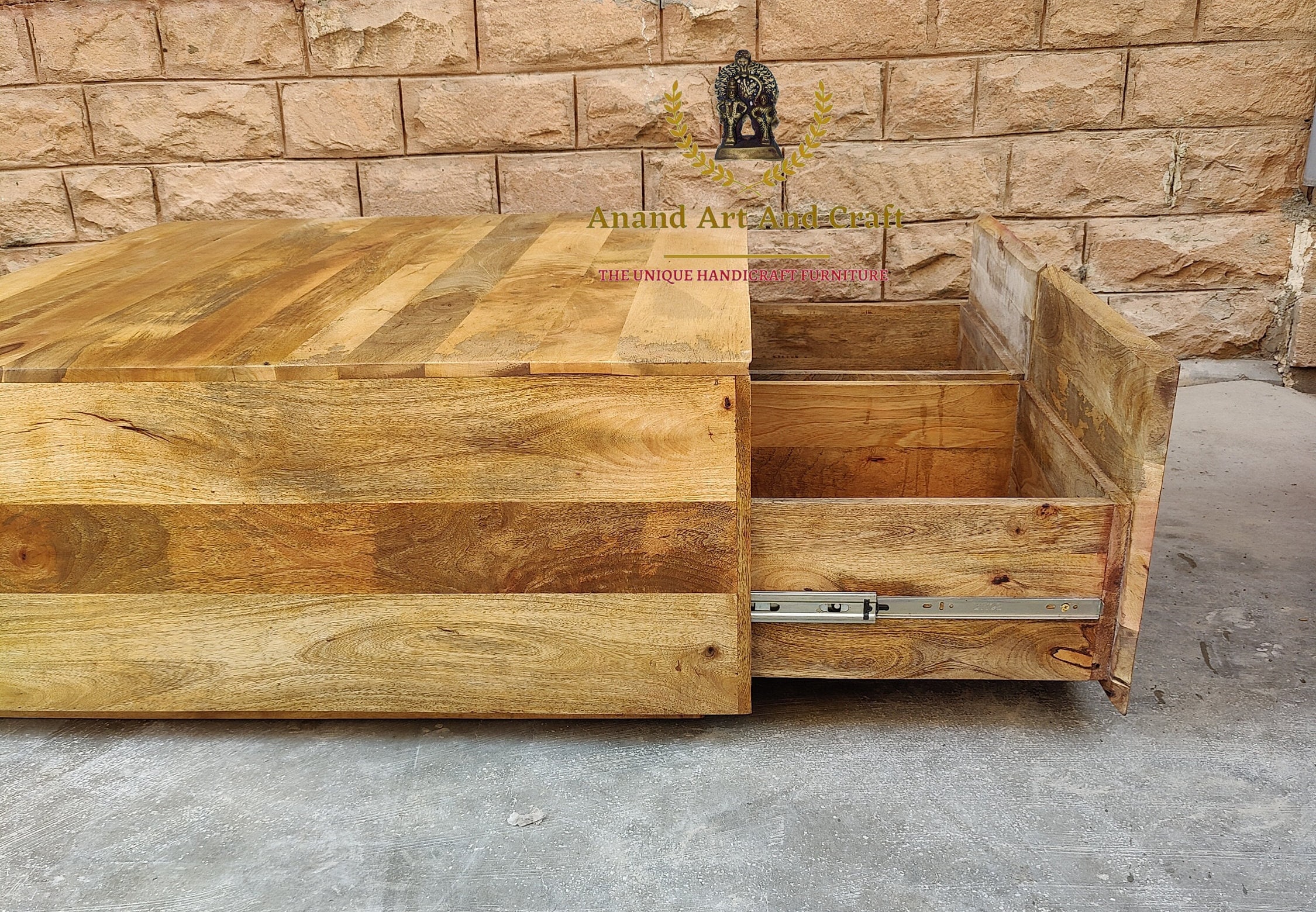 Wood Coffee Table, With 4 Drawers Box Style Storage Coffee Table ...