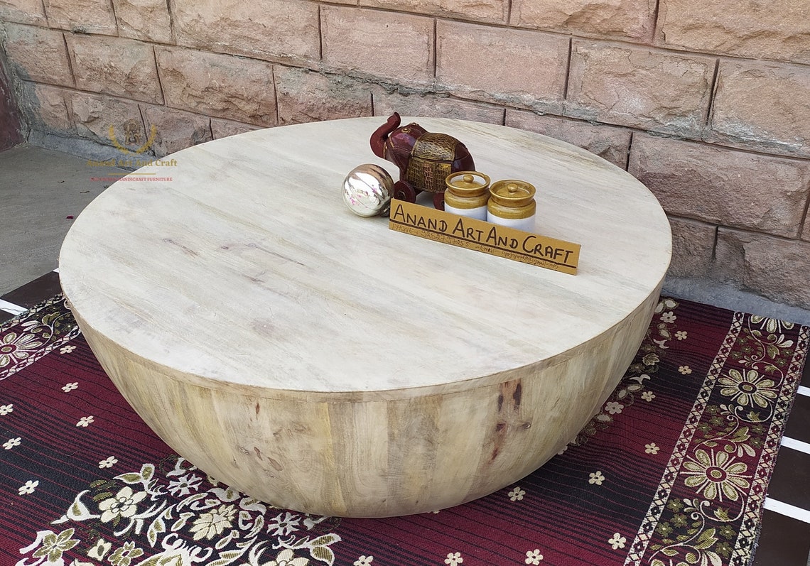 Wooden Cocktail Table Wood White Wash Finished Coffee Table in Etsy
