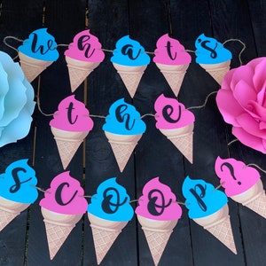 Gender reveal banner| What’s the scoop| Ice Cream Banner| Banners