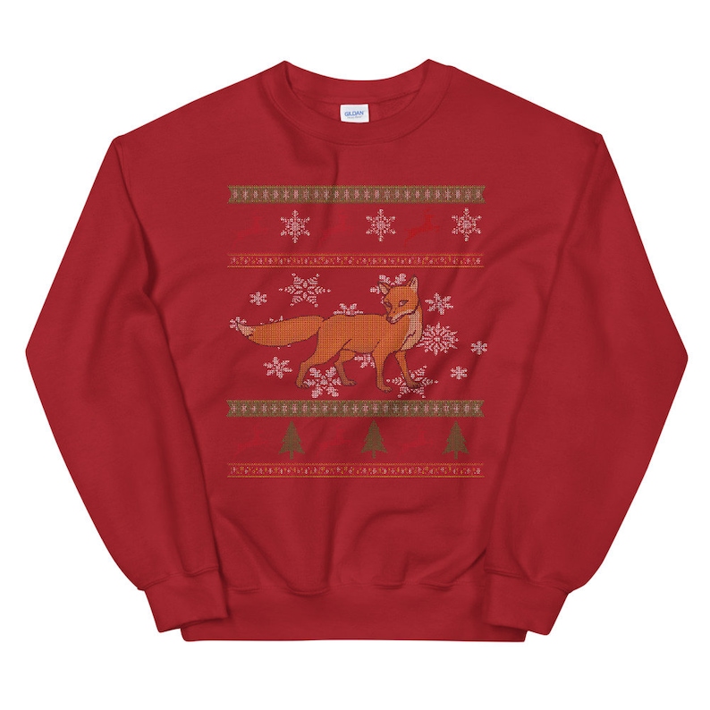 Fox Ugly Christmas Sweater Fox Lover Unisex Sweatshirt Etsy