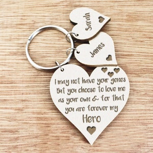 Stepdad Gifts I may not have your Genes but you chose to Love Me stepdad Forever my Hero keychain Fathers Day Gift Present for Step Father