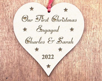 1st Christmas as an Engaged Couple Decoration - Personalised First Christmas Engaged Ornament - Engagement Gifts - Christmas Engagement