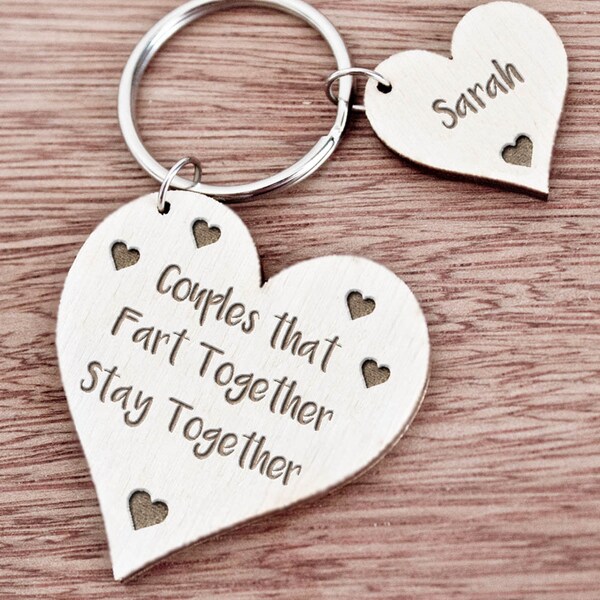 Personalised wooden keyring, Valentines day gift , Birthday, Anniversary, Couple's keyring for him & her funny Husband Boyfriend Present K61