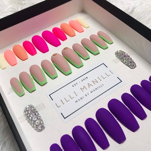 Press on Nails Collection ‘Naughty Neon’ | Stick on Nails | Glue on Nails | | Fake Nails | False Nails | Neon Nails | Impress Nails