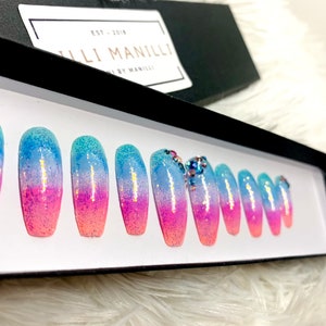 Shimmering Ombré Press on Nails | False Nails | Fake Nails | Stick on Nails | Glue on Nails | Acrylic Nails | Impress Nails | Sparkly Nails
