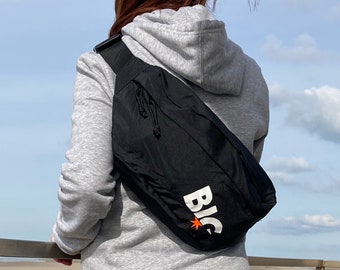 Oversized shoulder bag, oversized hip bag in black, XXL crossbody bag, fanny pack with multiple compartments, hip bag for cycling