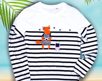 Maritime RingelShirt for girls, white blue striped, customizable, ringed shirt with long arm, with imprint "Füxxin"