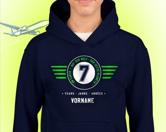 Birthday hoodie 7 years, customizable hoodie for children, gift idea for boys and girls, dark blue