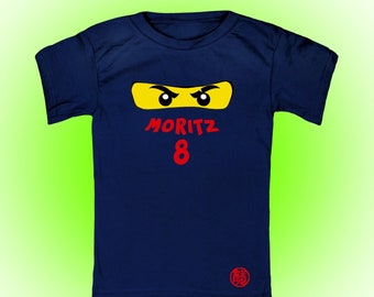 Kinder T-Shirt | Ninjago Maske | Geschenk personalisiert | Geschenk mit Namen für Jungen und Mädchen zum Geburtstag