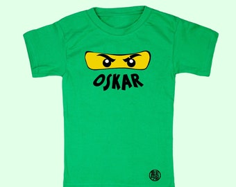 Children's T-shirt, Ninjago mask, gift personalized, gift with name for boys and girls for their birthday