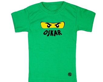 Children's T-shirt, Ninjago mask, gift personalized, gift with name for boys and girls for birthday