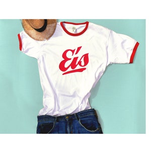Sommer T-Shirt EIS, personalisiert, Retro Look EIS, mit Eishörnchen auf Nackenfläche, Ringer Shirt in Vintage Optik, unisex