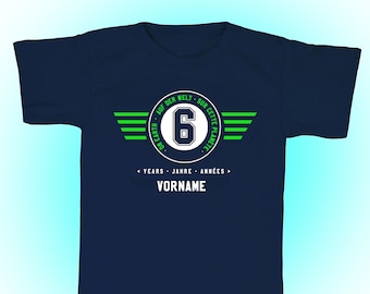 6 years, customizable birthday T-shirt with number for children, children's shirt for boys and girls, cotton, dark blue