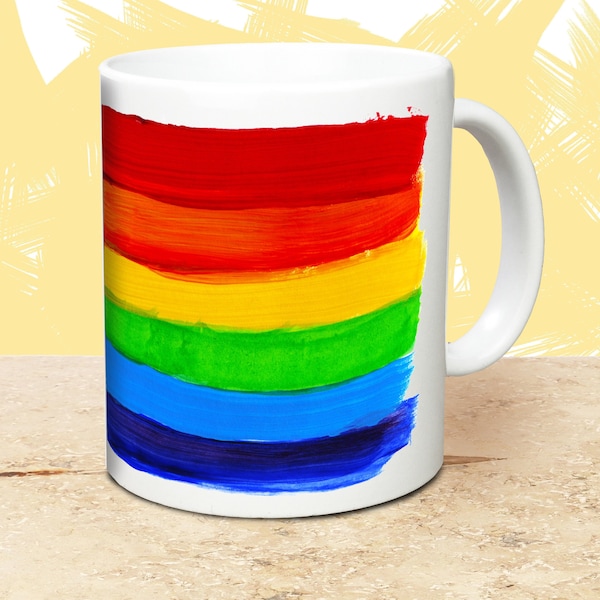 Tasse mit Regenbogenfarben | Pride Farben Juni 2021 | LGBTQ Tasse Queer Schwul Lesbisch | personalisierbar