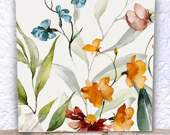 Fliese Blumen Muster, Keramikfliese, 15,2 x 15,2 cm, 10,8 x 10,8 cm, Schmuckkachel zum Aufhängen, als Untersetzer, Fliese verlegbar