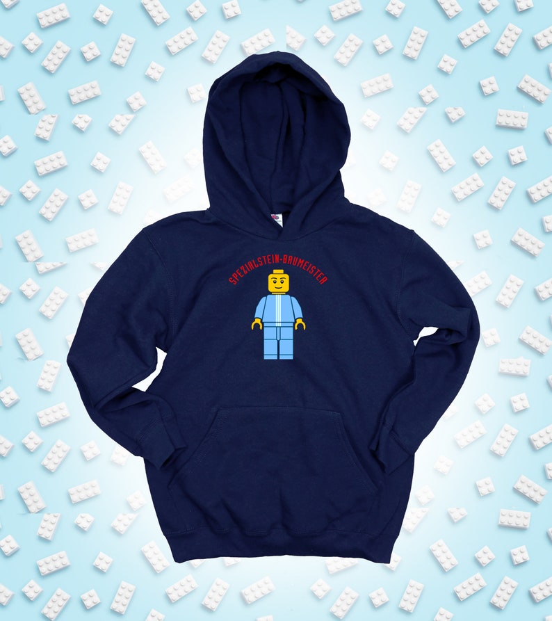 Kinder-Hoodie mit Namen personalisierbar, BausteinMeister, Geschenkidee zum Geburtstag für Legofans Bild 2