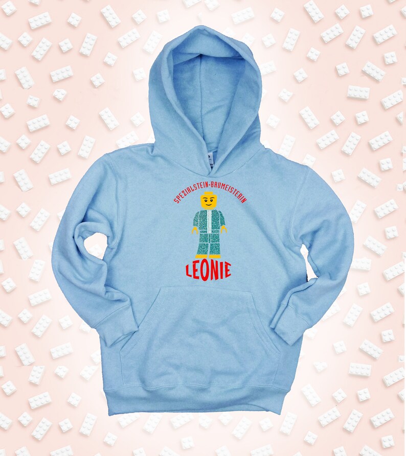 Kinder-Hoodie mit Namen personalisierbar, BausteinMeister, Geschenkidee zum Geburtstag für Legofans Bild 6