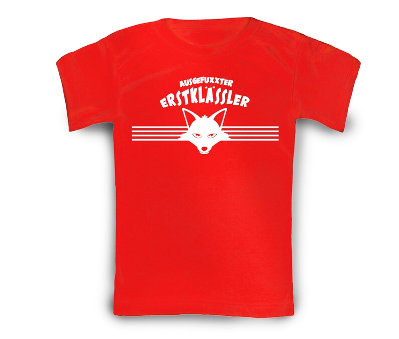 T-Shirt Einschulung, Schulanfang, Schulkind, Erstklässler T-Shirt, Geschenk T-Shirt personalisiert mit Namen, Ausgefuxxter Erstklässler, rot Bild 2