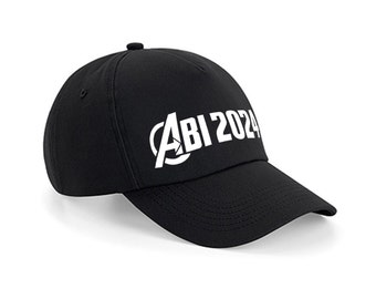 Abi 2024 Cap, reine Baumwolle, mit Aufdruck -Abi2024-, schwarze Baseball Mütze, Metallschnalle, luftige Sommer Kappe, 2 Farben, unisex