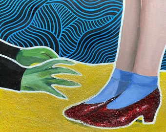 8"x10" Ruby Slippers from the Wizard of Oz // acrylic painting on canvas board