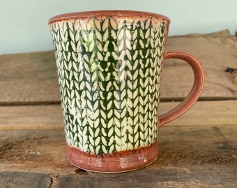Pink and Green Knit Pattern Mug
