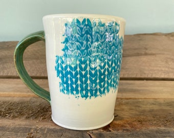 Turquoise Knit Mug