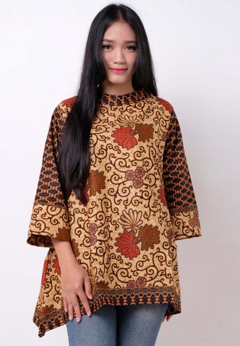 Indonesian Batik Dress blue dress 3/4 sleeve BD 9459 Etsy