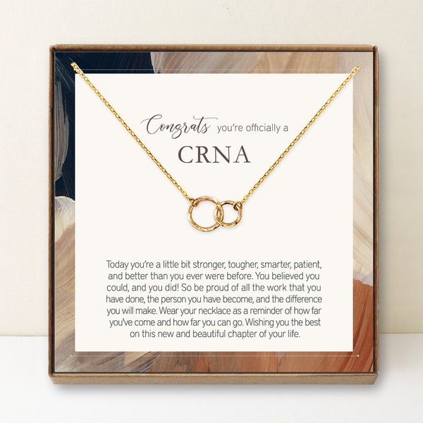 CRNA Gift, Certified Registered Nurse Anesthetist, Graduation, College Grad Gift, New Grad Infinity Necklace, Interlocking Circle