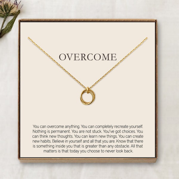 Overcome, Thinking Of You, Encouragement Gift, Affirmation Necklace, For Women, Inspirational Jewelry, Inspirational Quote, Confidence