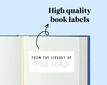Mixed Font Custom Colours Personalised Reading Book Stickers Bookworm Gift Adhesive Labels 25 x 50mm Labels 014
