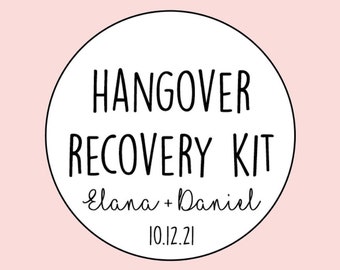 Hangover Recovery Kit Wed Custom Personalised 35x Wedding Couple Circle 30mm Stickers Seals Labels 120