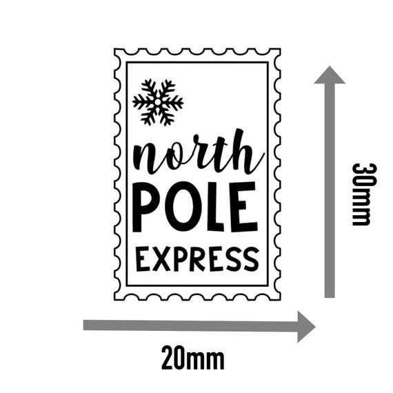 35x North Pole Express Stamp Gift Tags Present 30x20mm Custom Xmas Sticker 343