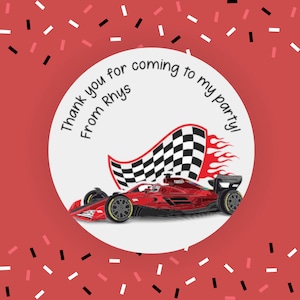 Thank You Race Car Boys Birthday Gift Sports Car 30mm Personalised 35x Custom Party Favours Labels Sticker Gift Bag 058