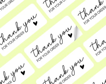 Thank You For Your Order Business Packing Envelope Love Heart Personalised Adhesive Rectangle Stickers Labels 007
