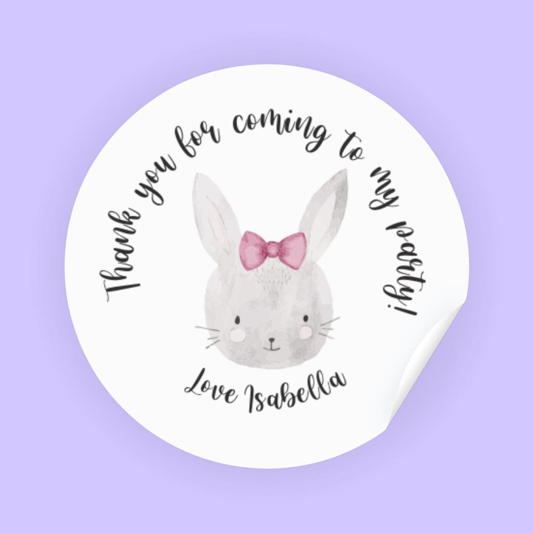 Beautiful Watercolour Bunny Rabbit Girls Birthday Party 35x Stickers ...