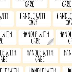 Handle With Care Fragile Business Packaging Stickers 25 x 50mm Labels Personalise With Your Text 009