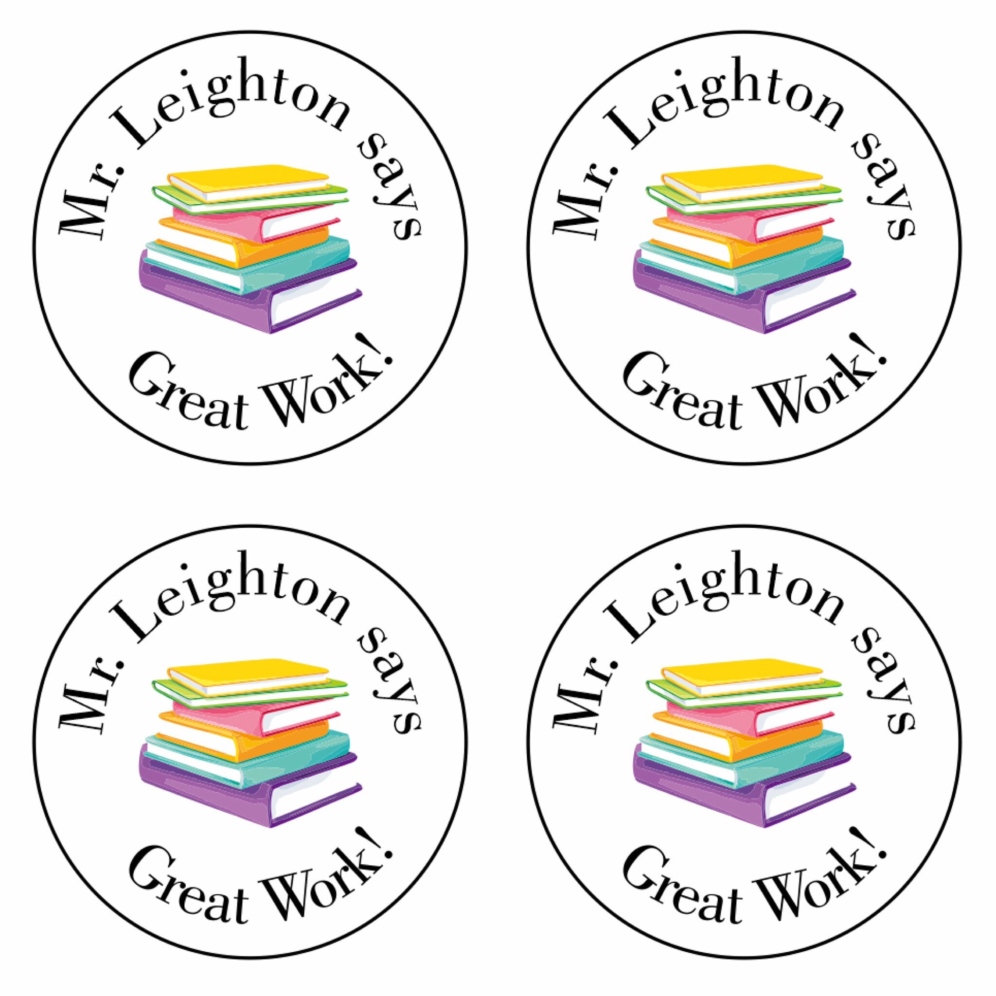 Great Work! Stacked Books Praise Well Done Stickers Teacher Textbook ...