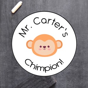 35x Cute Monkey Chimpion Work Student Great Job Well Done Stickers Teacher Praise Textbook School Adhesive 25mm Labels 348