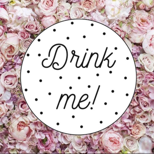 35x Drink Me! Take A Shot Gifts Wedding Alcohol Favours Circle 35x Table Gift Shots 30mm Stickers Seal Labels 093