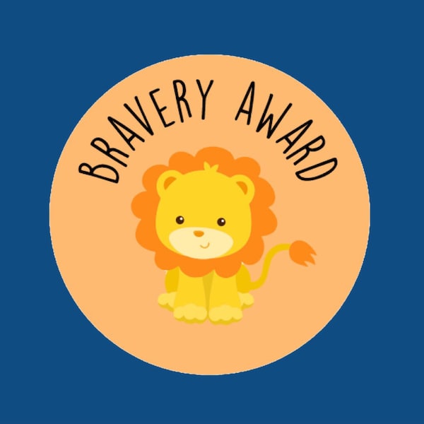 35x Bravery Award Cute Lion Brave Medical Bravery Doctor Gift Cute Medicine Well Done Children's Stickers Adhesive 30mm Labels 290