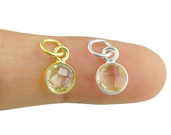 Citrine Tiny Pendant - Handmade Charm Size 6mm, Gold Vermeil Bezel Set Pendant, Tiny Earring Jewelry Gift For Her Selling Per Piece