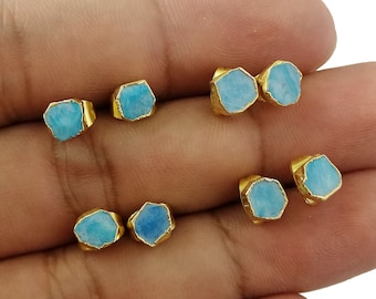 Tiny Turquoise Studs, Minimalist Jewelry, December Birthstone earrings, Birthday Gift for Her, Raw Turquoise earrings, Selling Per Pair